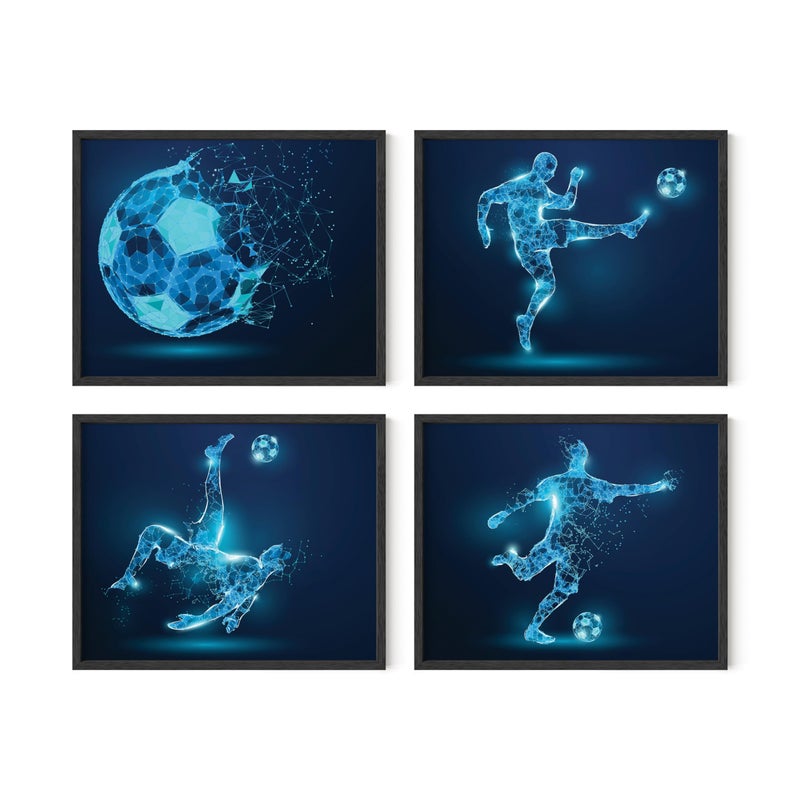 Summit Designs Soccer Wall Art Prints,Set of 4 (8x10) Unframed Soccer Posters,Soccer Room Decor For Men Kids Teenagers,Soccer Poster Set For Bedroom Man Cave,Soccer Wall Decor,Soccer Boys Bedroom Decor,X-Ray - Image 1